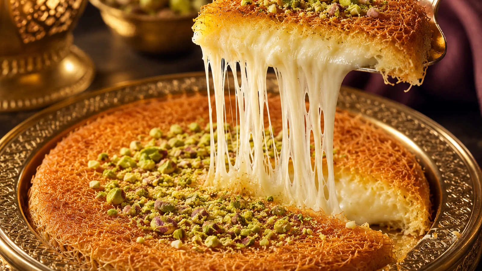 Warm kunafa made for sharing
